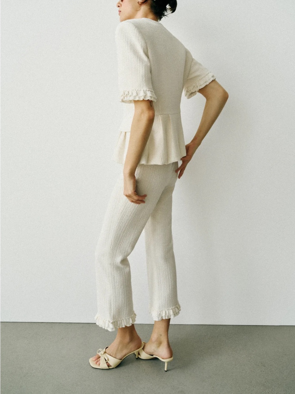 Zara White Ruffle Pants - Picture 5 of 9